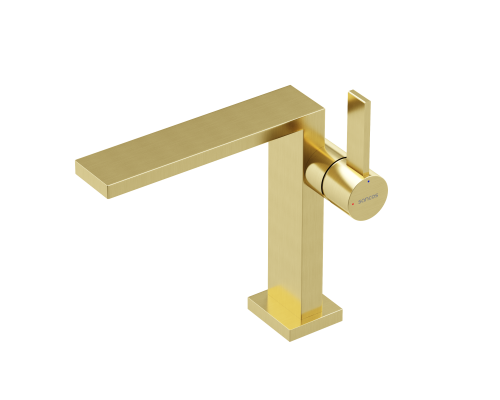 Смеситель для раковины SANCOS Linn, брашированное золото, PVD покрытие, SC9019BG