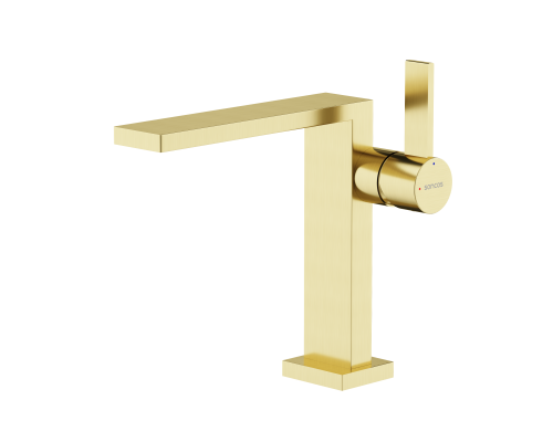 Смеситель для раковины SANCOS Linn, брашированное золото, PVD покрытие, SC9019BG