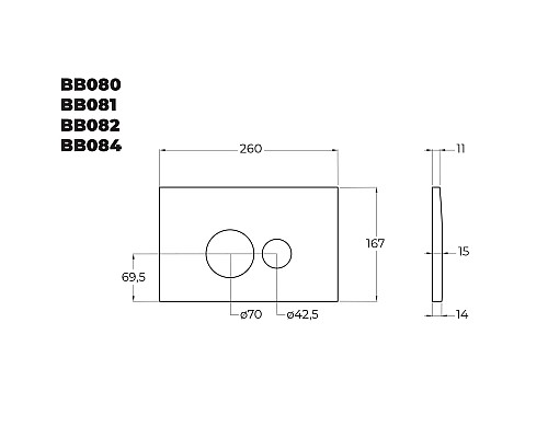 Клавиша смыва BelBagno BB080CR.MAT Хром матовый Клавиша смыва BelBagno BB080CR.MAT Хром матовый