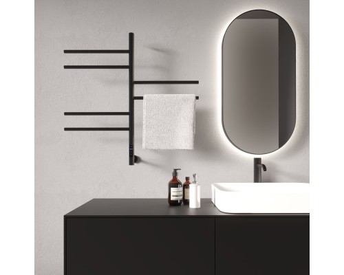 Полотенцесушитель электрический Vincea VTD-1S2CBE 43х80, черный, таймер