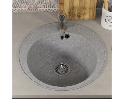 Кухонная мойка из искусственного камня Uperwood ECON UPD-405-003, круглая, серая матовая