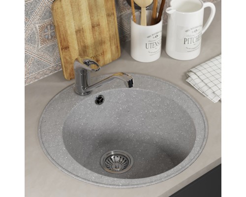 Кухонная мойка из искусственного камня Uperwood ECON UPD-405-003, круглая, серая матовая