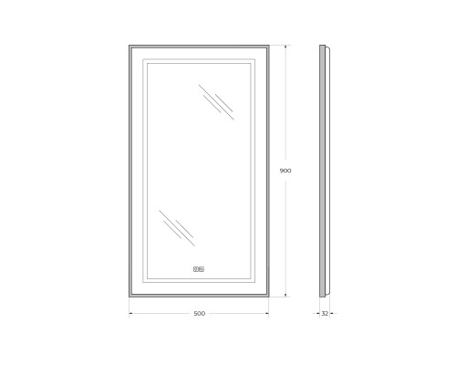 Зеркало BelBagno Kraft 50 SPC-KRAFT-500-900-LED-TCH-WARM-NERO с подсветкой Черное с сенсорным выключателем и подогревом