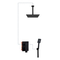 Душевая система EC218 AQG Alpha, с верхним душем, черный матовый