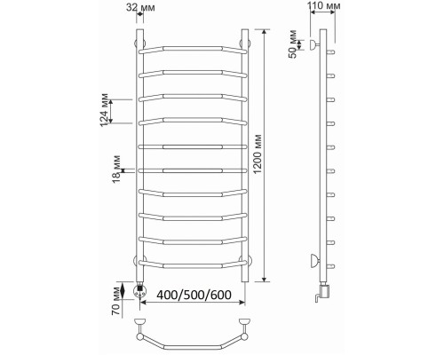 Полотенцесушитель латунный Secado Агата 1 50х120, электрический R, бронза