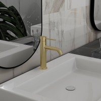 Смеситель для раковины Vincea City VBF-2C1BG однорычажный, брашированное золото