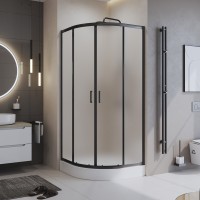Душевой уголок BelBagno Uno 90х90 UNO-195-R-2-90-P-NERO профиль Черный матовый стекло рифленое