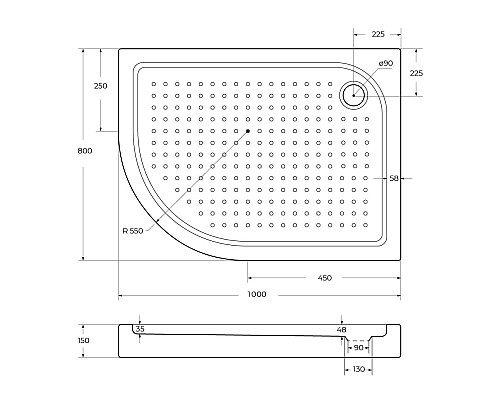 Поддон акриловый BelBagno TRAY-BB-RH-100/80-550-15-W-R Поддон акриловый BelBagno TRAY-BB-RH-100/80-550-15-W-R