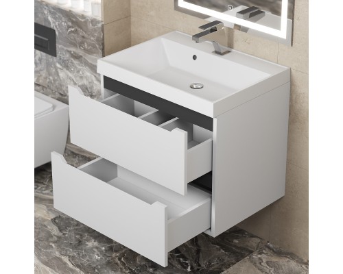 Тумба с раковиной Uperwood Tanos 60 см, белая/графит