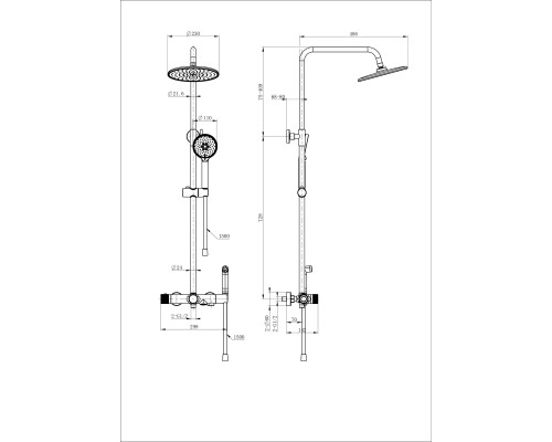 Душевая система с гигиеническим душем и термостатом Wonzon&Woghand, Брашированное золото