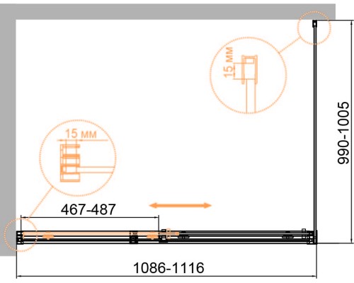 Душевой уголок Cezares Duet Soft-М 110x100 DUET SOFT-M-AH-1-110/100-C-Cr профиль Хром стекло прозрачное
