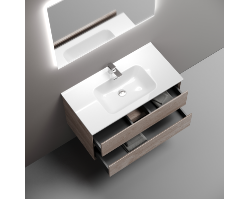 Тумба под раковину подвесная Sancos Marmi 2.0 89х44 с доводчиками, дуб галифакс, MR2.090EG