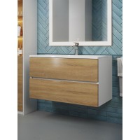 Тумба под раковину 90 см, Uperwood Barsa, белая/дуб сонома