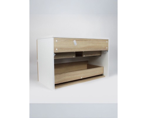 Тумба под раковину 90 см, Uperwood Barsa, белая/дуб сонома