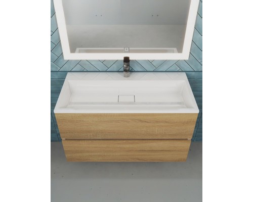 Тумба под раковину 90 см, Uperwood Barsa, белая/дуб сонома