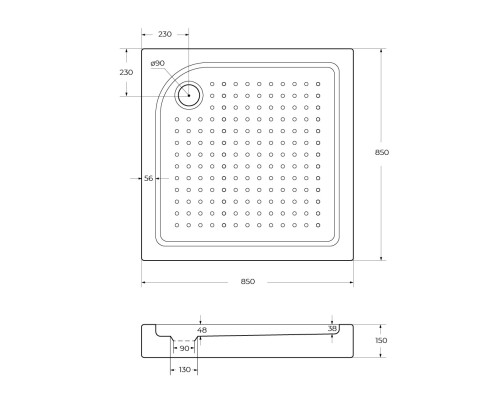 Поддон акриловый BelBagno TRAY-BB-A-85-15-W