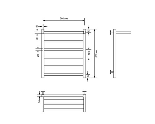 Полотенцесушитель водяной Comfysan Marte-K W-5 60/50 с полкой, белый