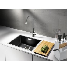 Смеситель для кухни AQG WOLLOBY, с гибким серым изливом, хром
