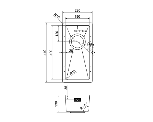 Кухонная мойка Reflexion Como RX2022BL оружейная сталь