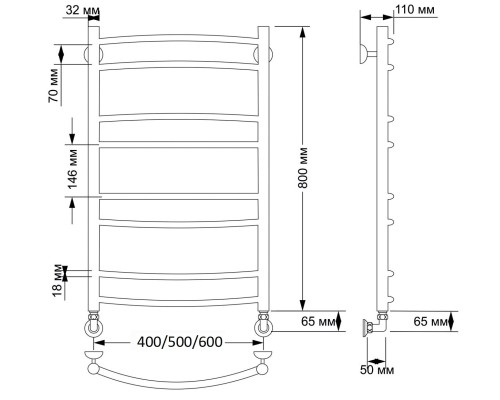 Полотенцесушитель латунный Secado Милан 2 40х80, водяной, бронза