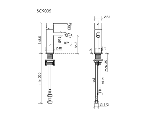 Смеситель для биде SANCOS Etna, черный матовый, SC9005MB