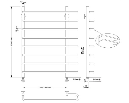 Полотенцесушитель латунный Secado Венеция 2 40х100, водяной, бронза