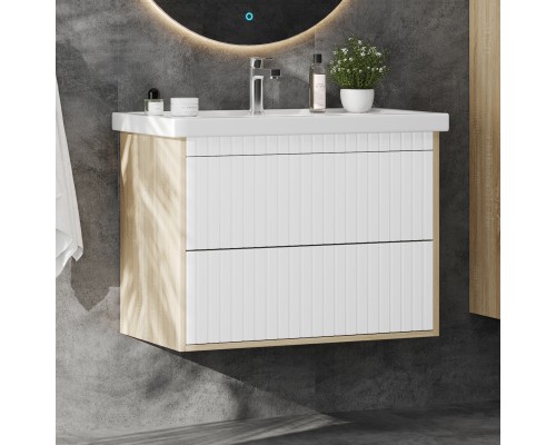 Тумба под раковину Onika Дайлер 80 подвесная графит/дуб сонома