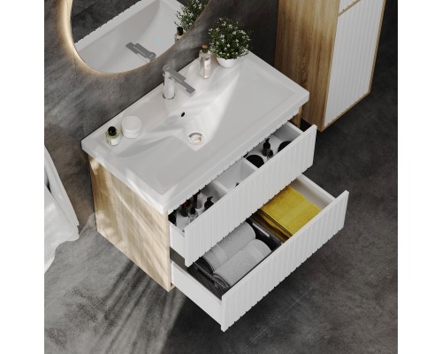 Тумба под раковину Onika Дайлер 80 подвесная графит/дуб сонома