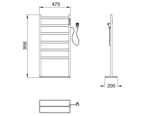 Полотенцесушитель электрический напольный Wonzon&Woghand ESSEN, Браш золото WW-A406-BG