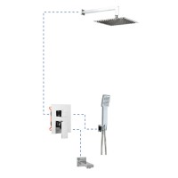 Душевая система EC316 AQG Bold, с изливом, с верхним душем и кронштейном, хром