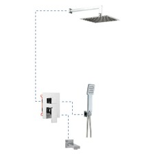 Душевая система EC316 AQG Bold, с изливом, с верхним душем и кронштейном, хром