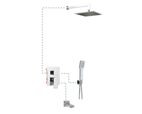 Душевая система EC316 AQG Bold, с изливом, с верхним душем и кронштейном, хром