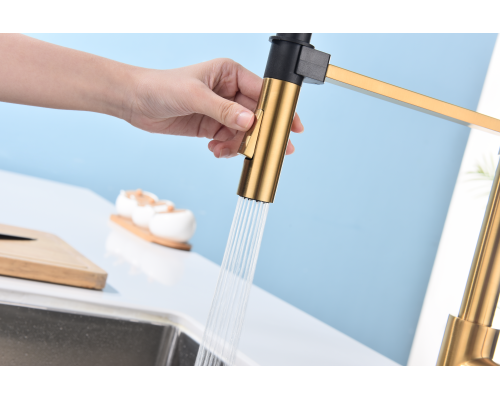 Смеситель для кухни Paulmark Halt Ha214021-BG Брашированное золото