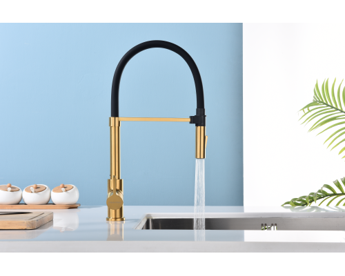 Смеситель для кухни Paulmark Halt Ha214021-BG Брашированное золото