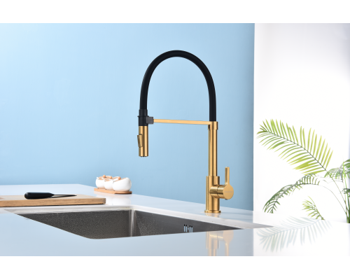 Смеситель для кухни Paulmark Halt Ha214021-BG Брашированное золото