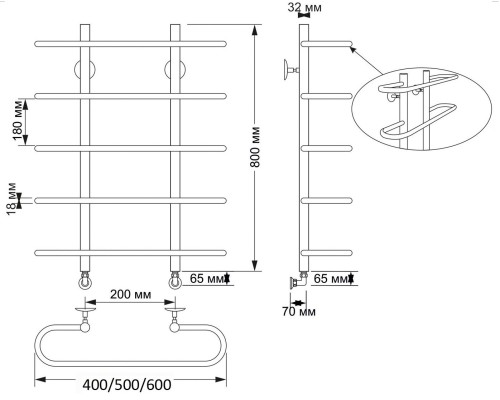 Полотенцесушитель латунный Secado Венеция 40х80х20, водяной, бронза