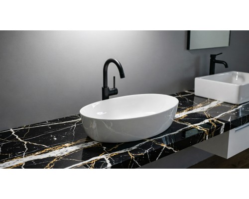 Раковина-чаша из искусственного камня накладная Flere Ovale 58x35x15 (белый матовый)