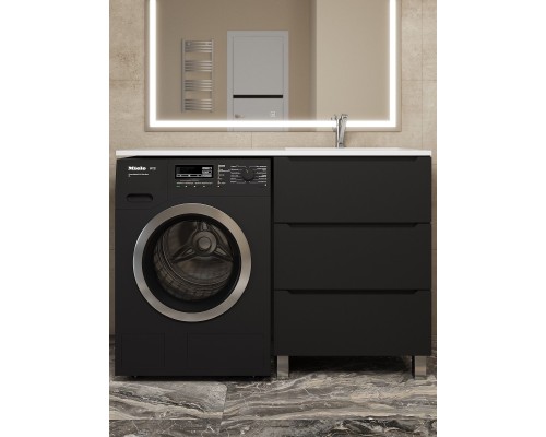 Тумба под стиральную машину Uperwood Tanos 60 см, напольная, черная, 3 ящика