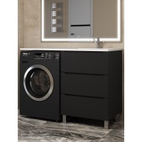 Тумба под стиральную машину Uperwood Tanos 60 см, напольная, черная, 3 ящика