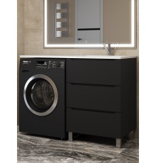 Тумба под стиральную машину Uperwood Tanos 60 см, напольная, черная, 3 ящика