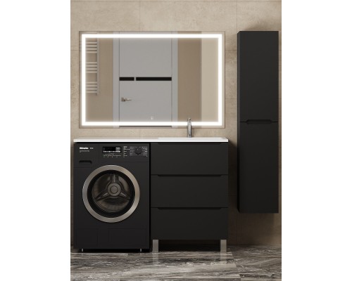 Тумба под стиральную машину Uperwood Tanos 60 см, напольная, черная, 3 ящика