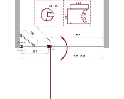 Шторка на ванну BelBagno Uno 100 UNO-V-11-100/150-C-NERO Черный матовый