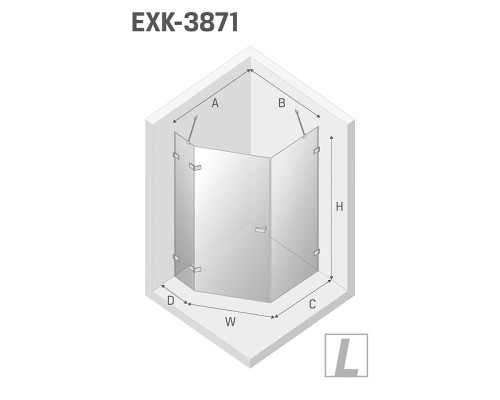 Душевое ограждение NEW TRENDY AVEXA WHITE L 100x80x200 белый