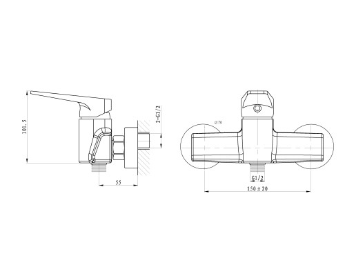 Смеситель для душа Wonzon&Woghand ATHENS, Хром WW-084101-CR
