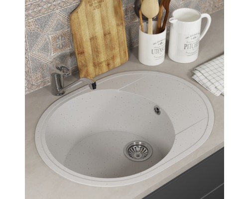 Кухонная мойка из искусственного камня Uperwood ECON UPD-107-001, овальная, белая матовая
