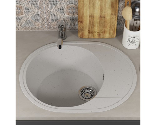 Кухонная мойка из искусственного камня Uperwood ECON UPD-107-001, овальная, белая матовая