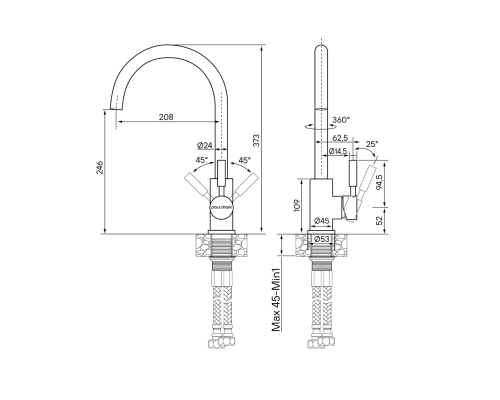 Смеситель для кухни Paulmark Holstein Ho212063-BR