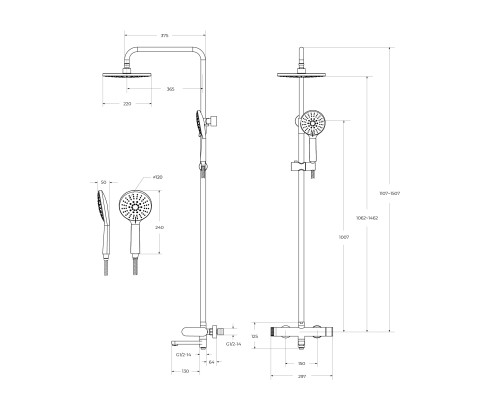 Душевая система Cezares Stylus STYLUS-CVD-01 Хром