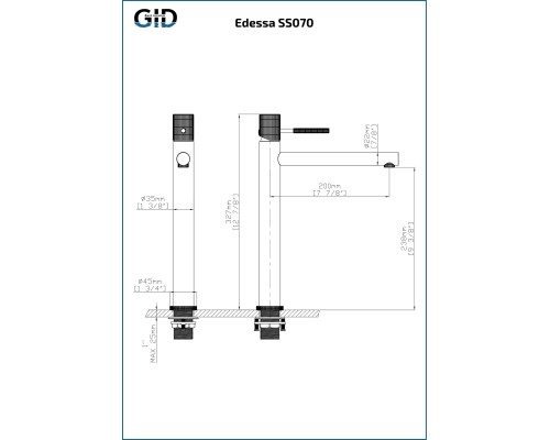 Смеситель для раковины Gid Edessa SS070-BM-D