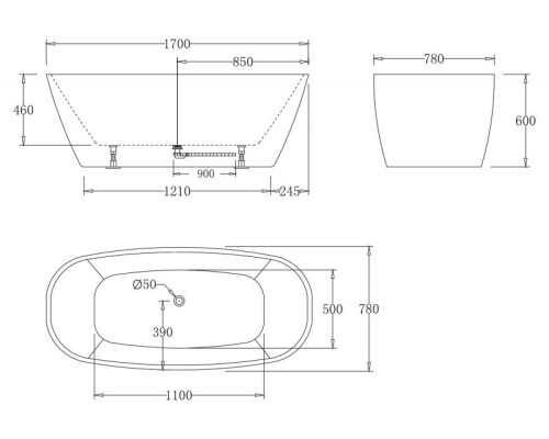 Акриловая ванна BelBagno 170x78 BB72-1700-W0